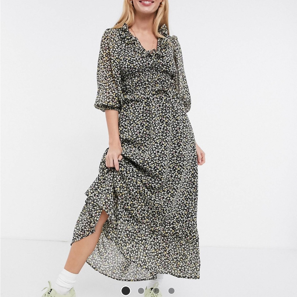 ASOS DESIGN button front maxi dress in ditsy floral print